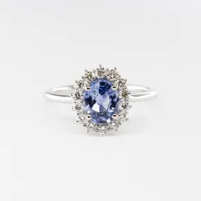 100 Ways' Oval Sapphire and Halo Diamond Ring | 1.62ct, 0.38ctw | SZ 6.75 |