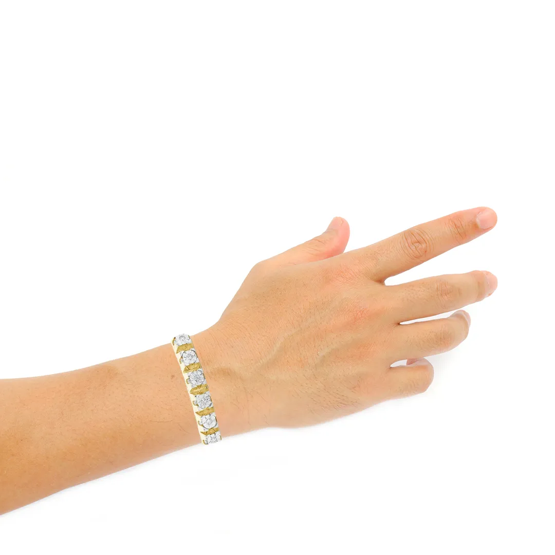 10K Solid Yellow Gold 2.75 CTW Round Cut Diamond Tennis Bracelet