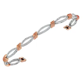 10kt White Gold Women's Round Diamond Rose-tone Rope Tennis Bracelet 1.00 Cttw - FREE Shipping (US/CAN)