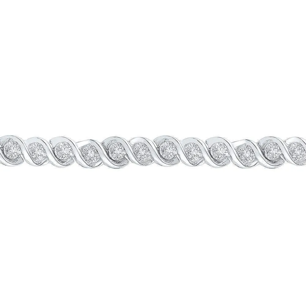 10kt White Gold Women's Round Diamond Tennis Bracelet 1-2 Cttw - FREE Shipping (US/CAN)