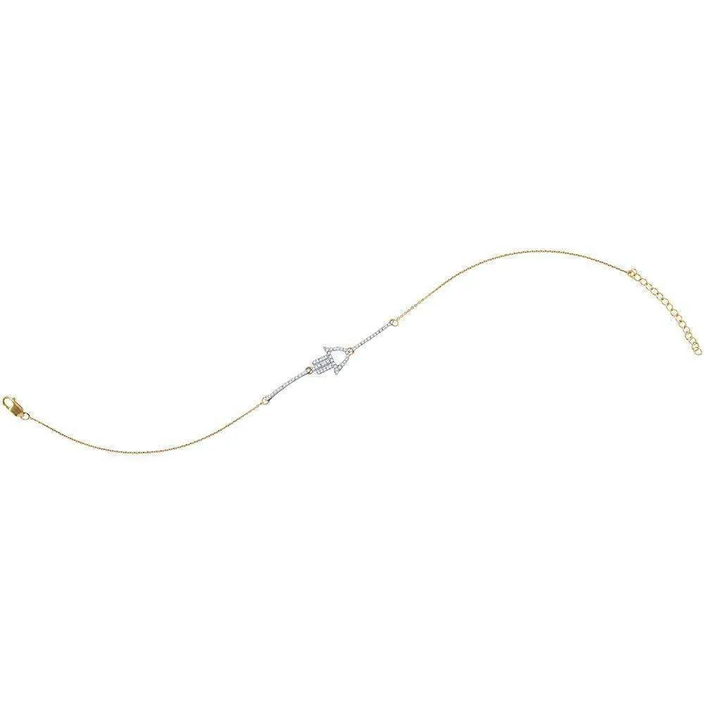 10kt Yellow Gold Women's Round Diamond Hamsa Hand Chain Bracelet 1-5 Cttw - FREE Shipping (US/CAN)