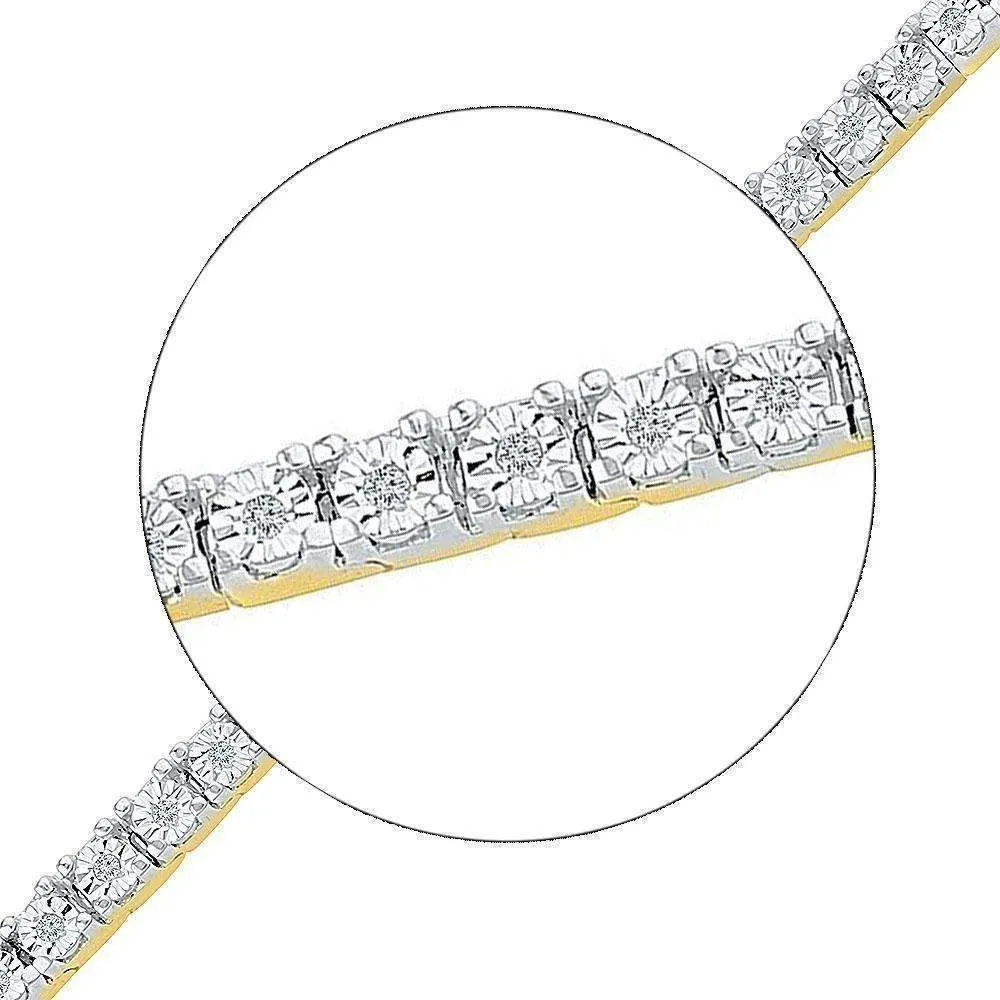 10kt Yellow Gold Women's Round Diamond Miracle Fashion Bracelet 1-4 Cttw - FREE Shipping (US/CAN)