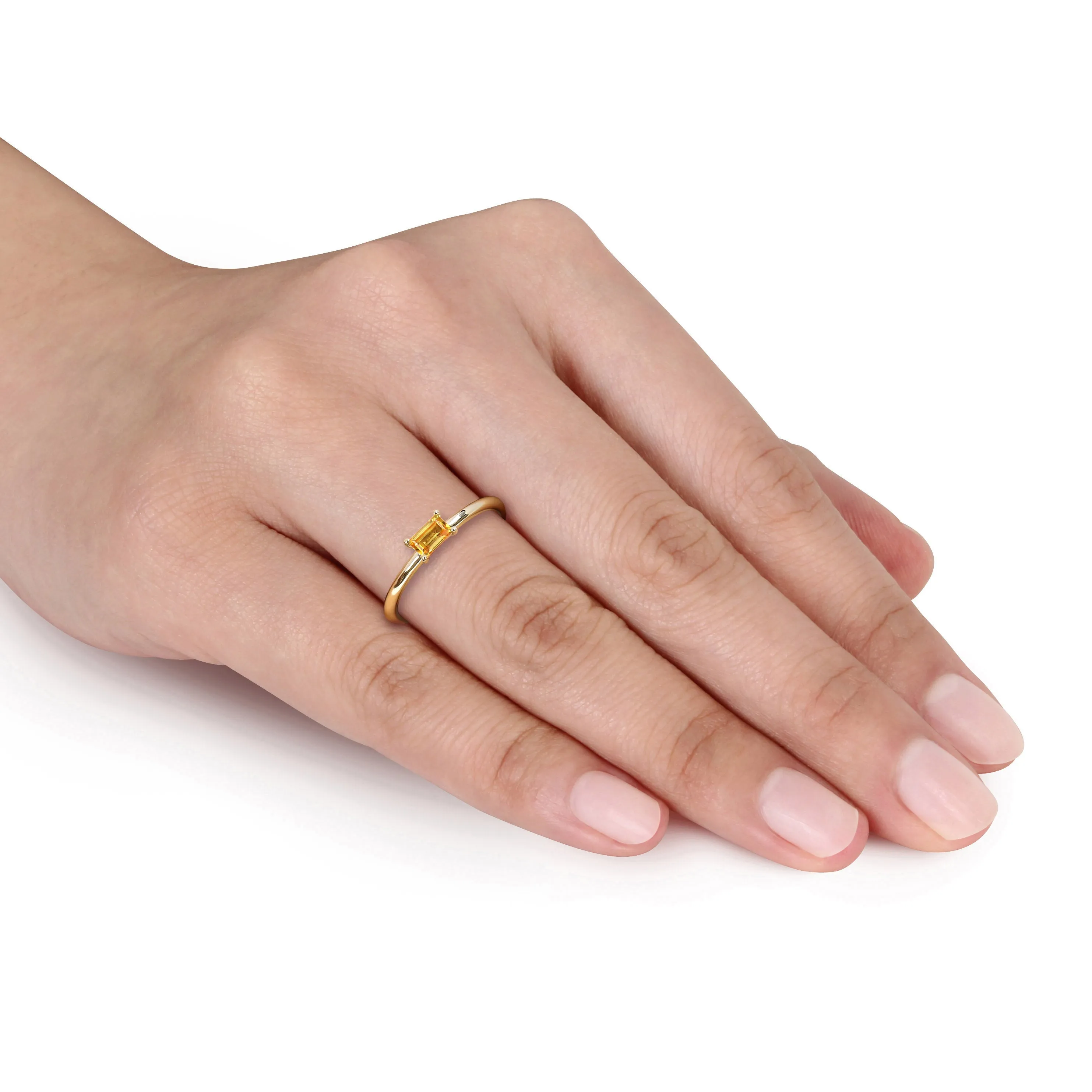 1/3 CT TGW Baguette Yellow Sapphire Stackable Ring in 10k Yellow Gold