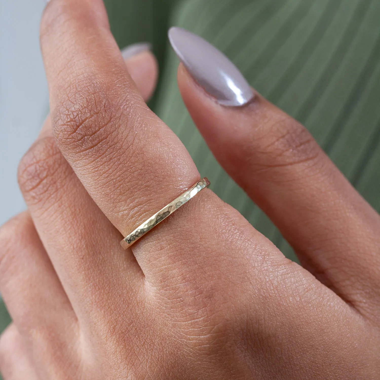 14k Gold Fine Hammered Narrative Ring