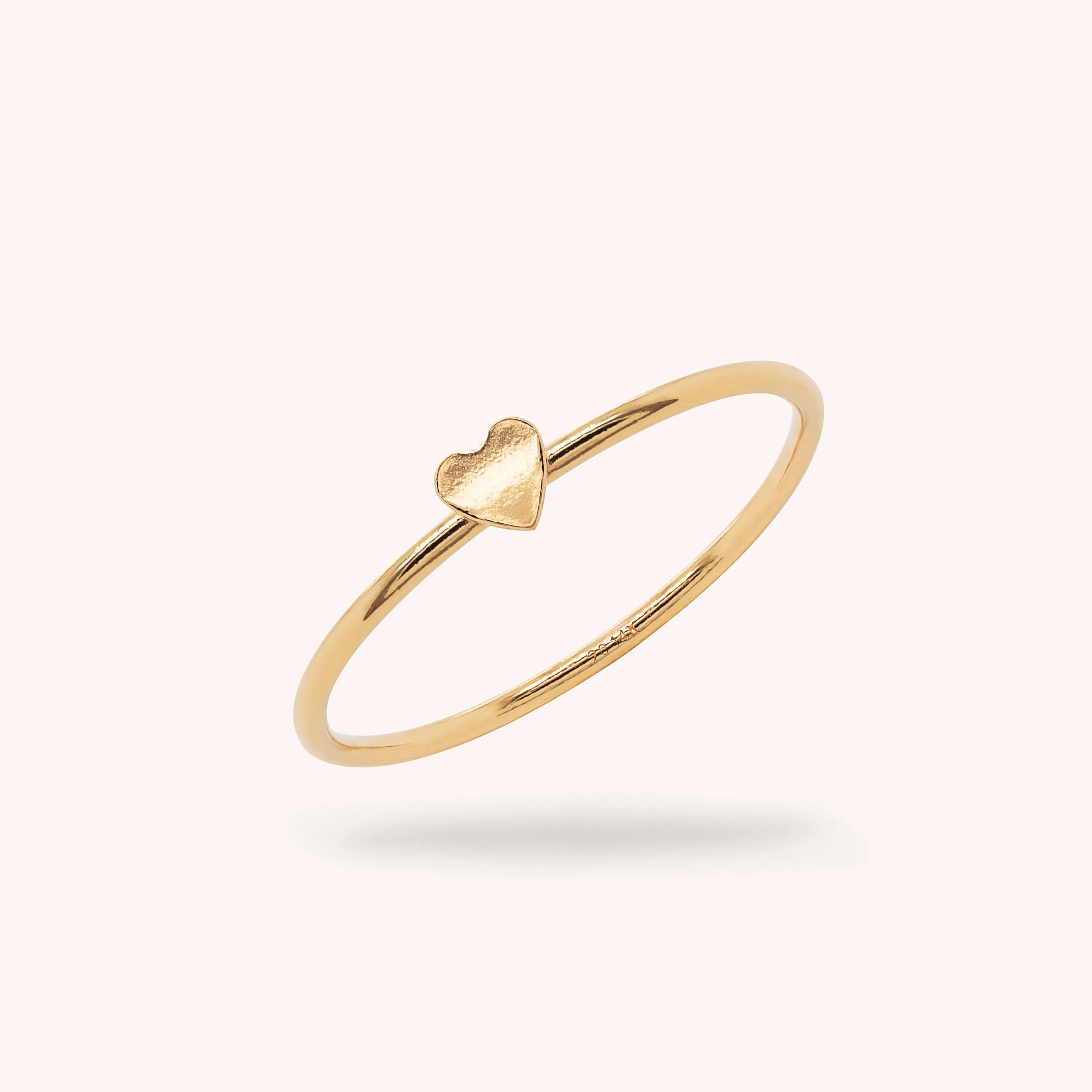 14K Solid Gold Mini Heart Ring