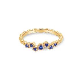 14k Stargazer Narrative Ring with Blue Sapphire