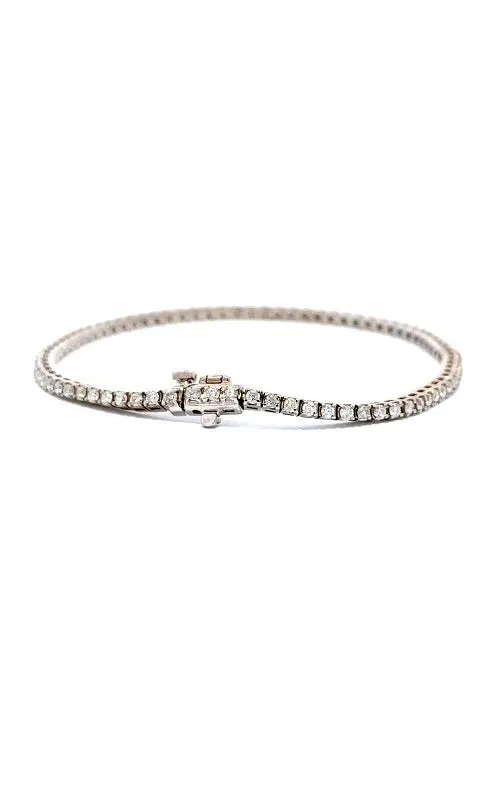 14K WHITE GOLD DIAMONDS TENNIS BRACELET  G13879