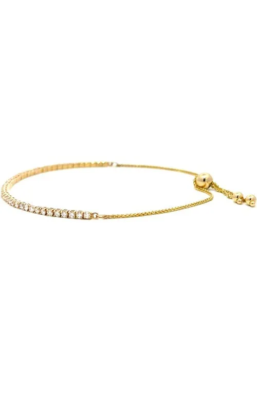 14K YELLOW GOLD DIAMOND BOLO BRACELET  G15108