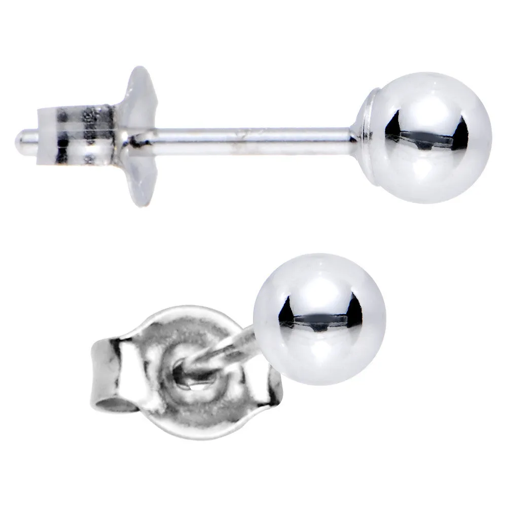 14kt White Gold 3mm Ball Earrings
