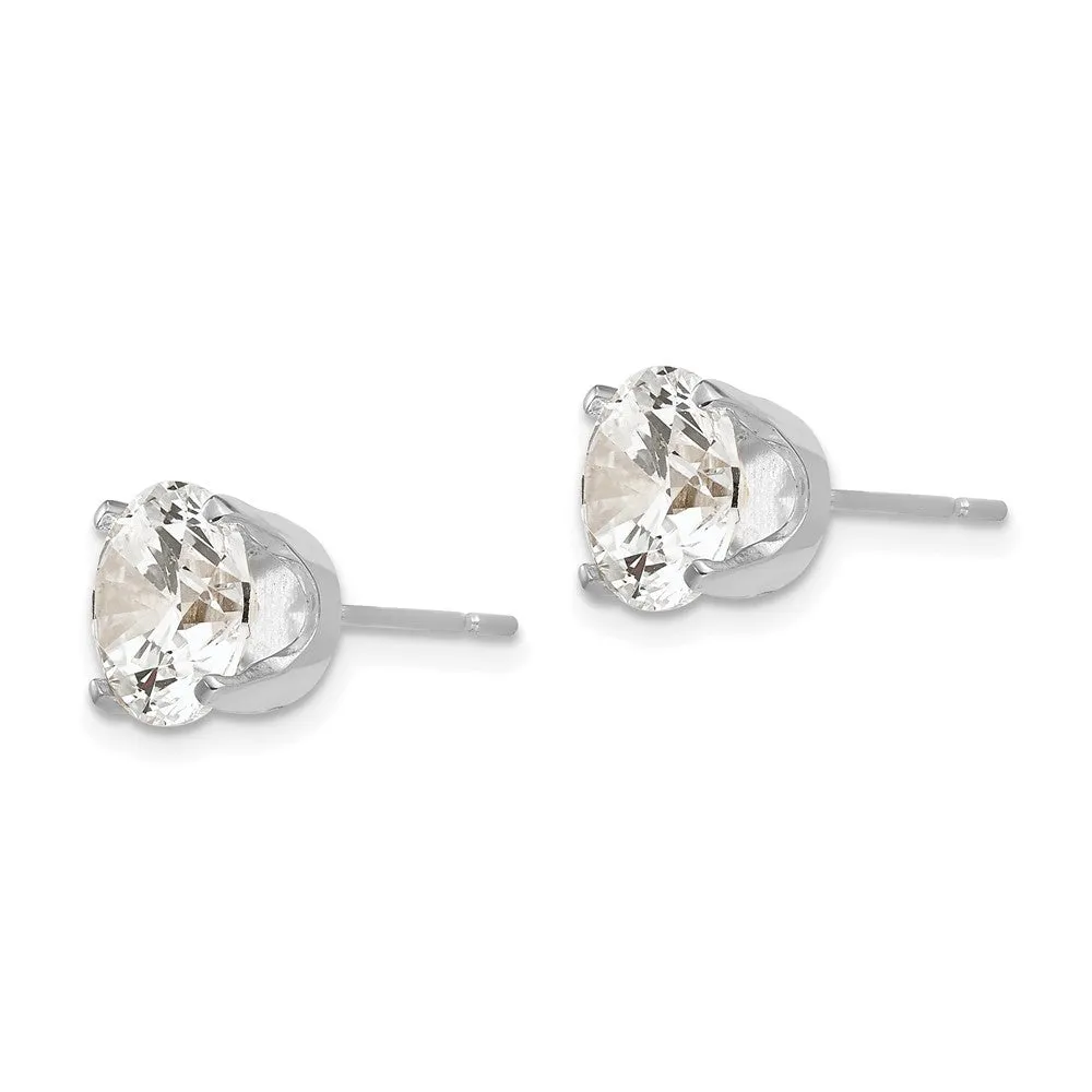 14KT White Gold 8MM Round Cubic Zirconia Stud Earrings