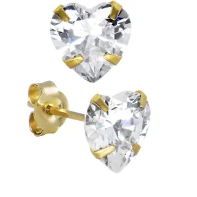 14kt Yellow Gold .23 ct Cubic Zirconia Heart Stud Earrings