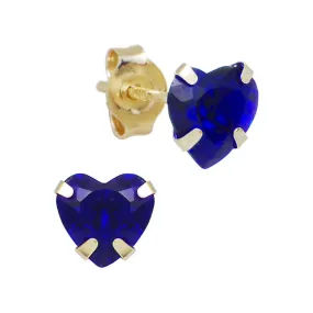 14kt Yellow Gold .47 Carat CZ Heart September Birthstone Earrings