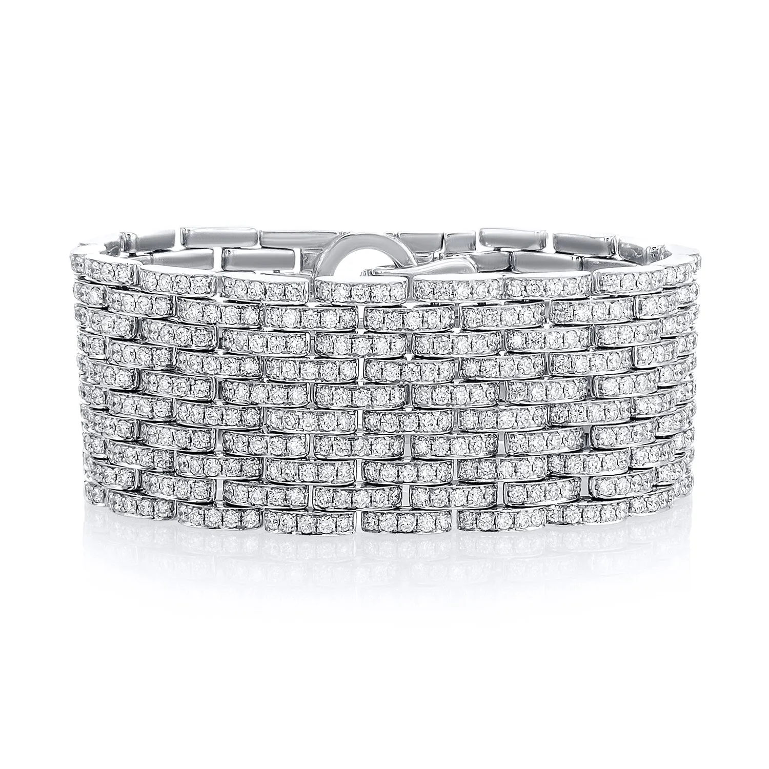 16.91 Carat Natural Diamond Carpet Bracelet in 18K White Gold