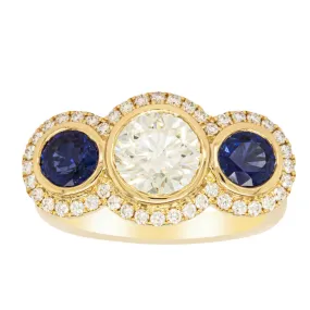18ct Yellow Gold 1.50ct Diamond & Sapphire ring