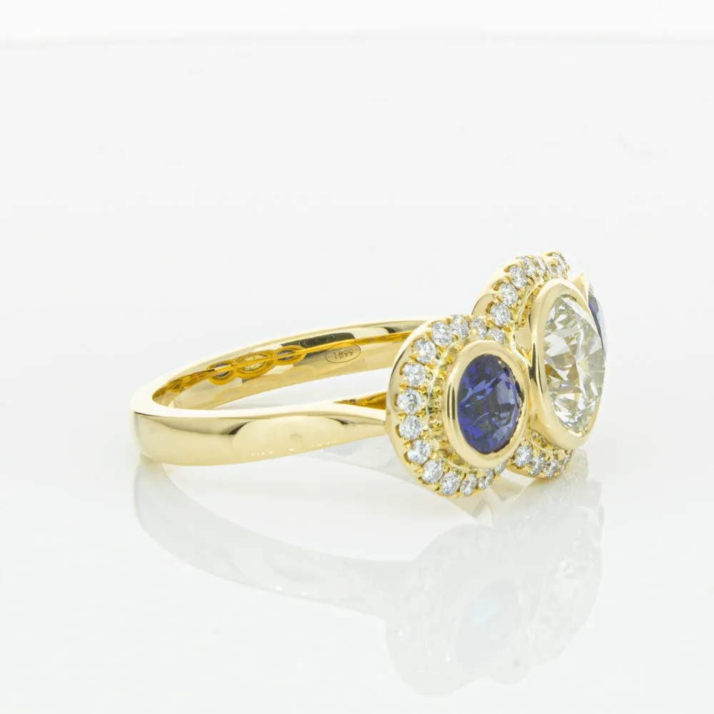 18ct Yellow Gold 1.50ct Diamond & Sapphire ring