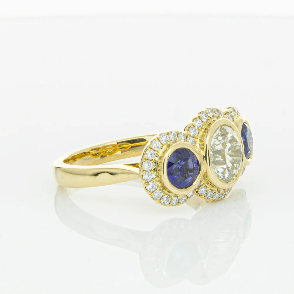 18ct Yellow Gold 1.50ct Diamond & Sapphire ring