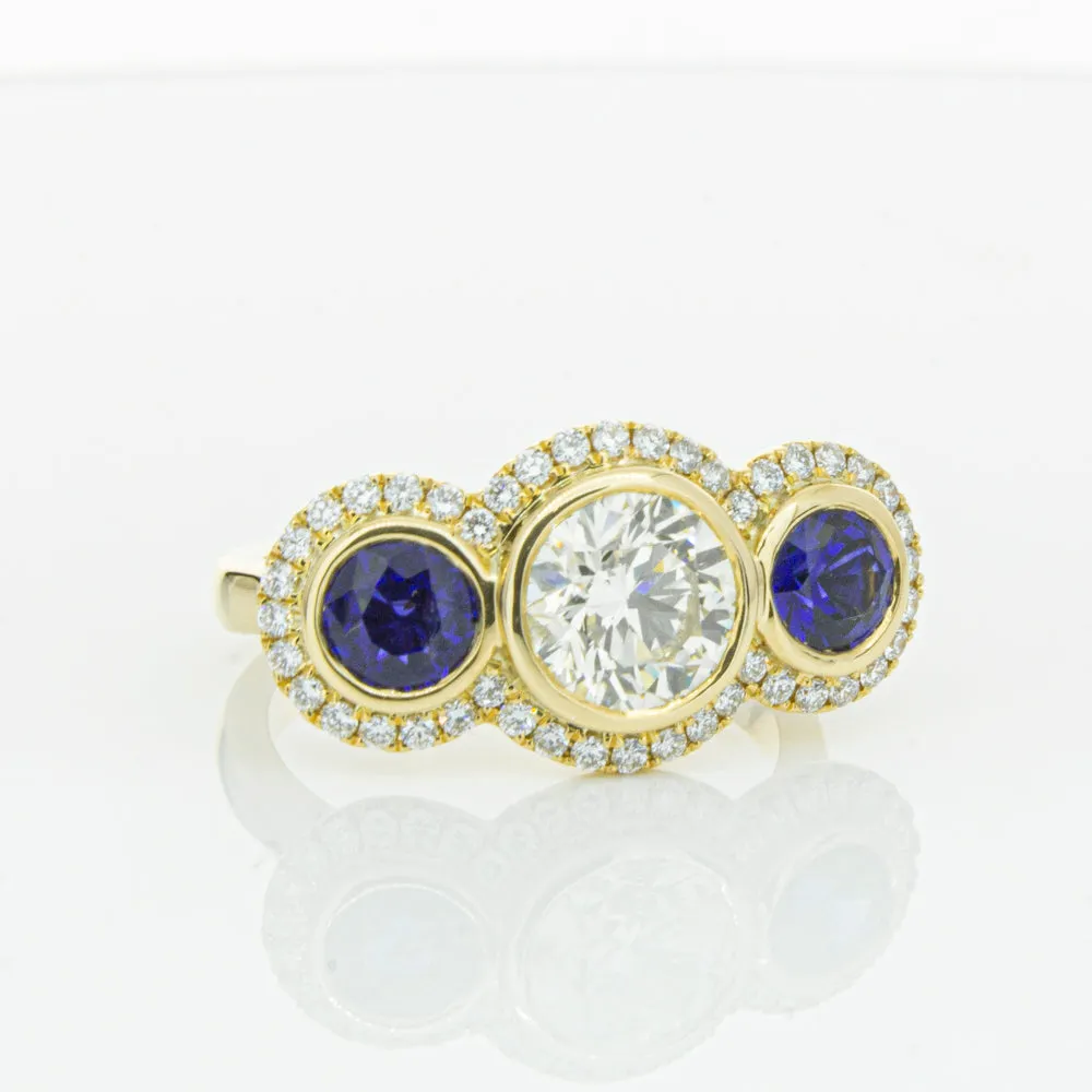 18ct Yellow Gold 1.50ct Diamond & Sapphire ring