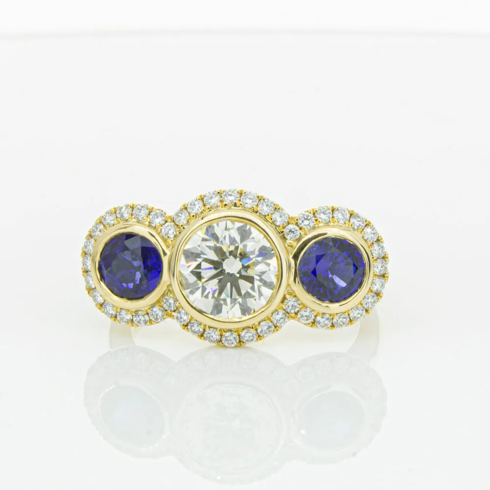 18ct Yellow Gold 1.50ct Diamond & Sapphire ring