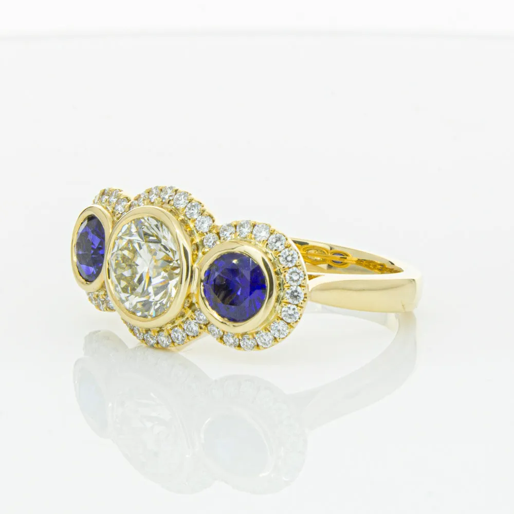 18ct Yellow Gold 1.50ct Diamond & Sapphire ring