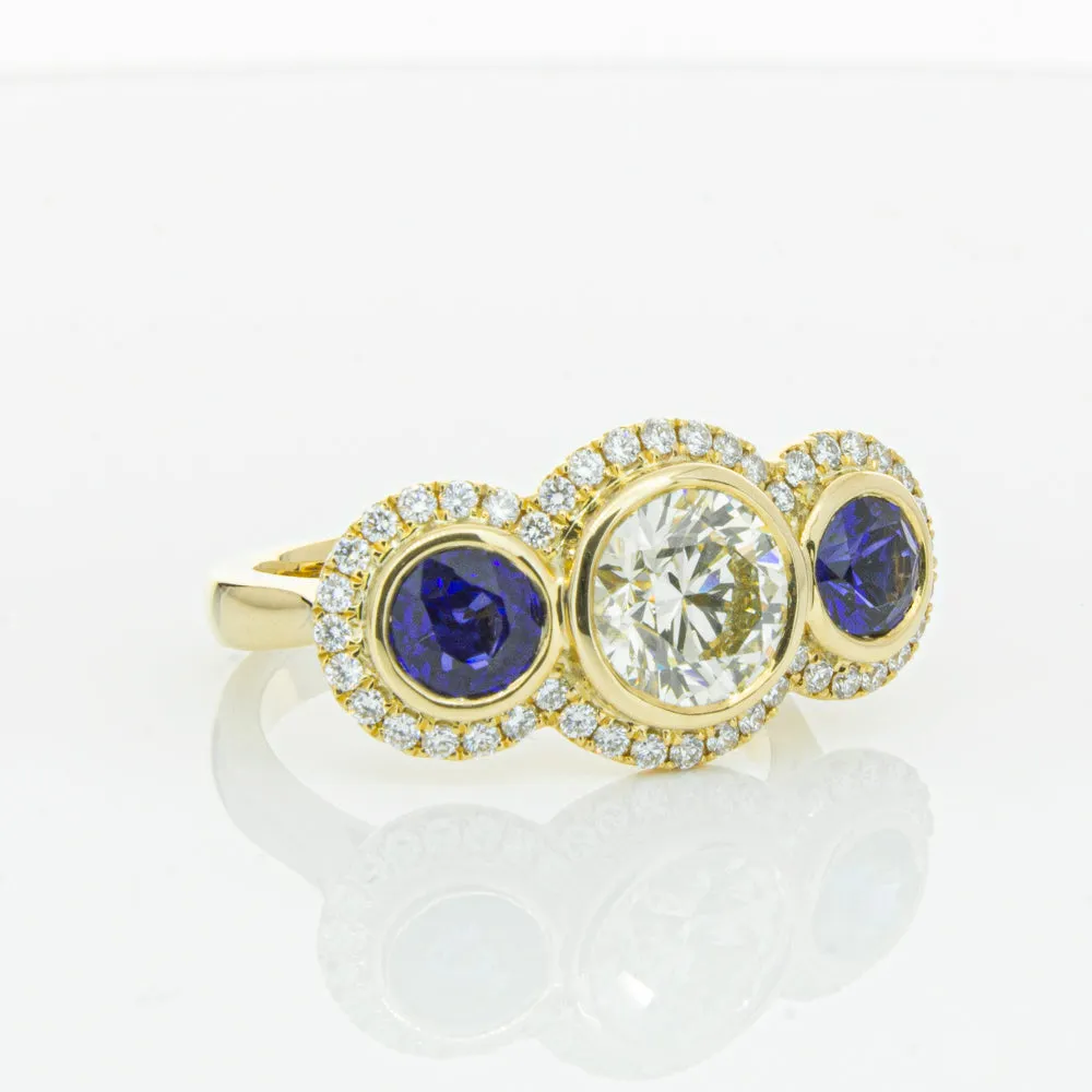 18ct Yellow Gold 1.50ct Diamond & Sapphire ring