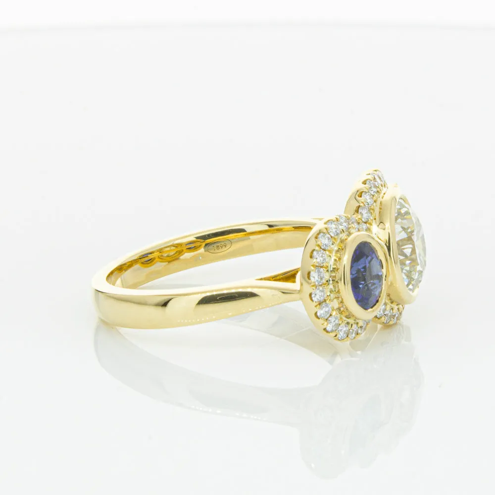 18ct Yellow Gold 1.50ct Diamond & Sapphire ring