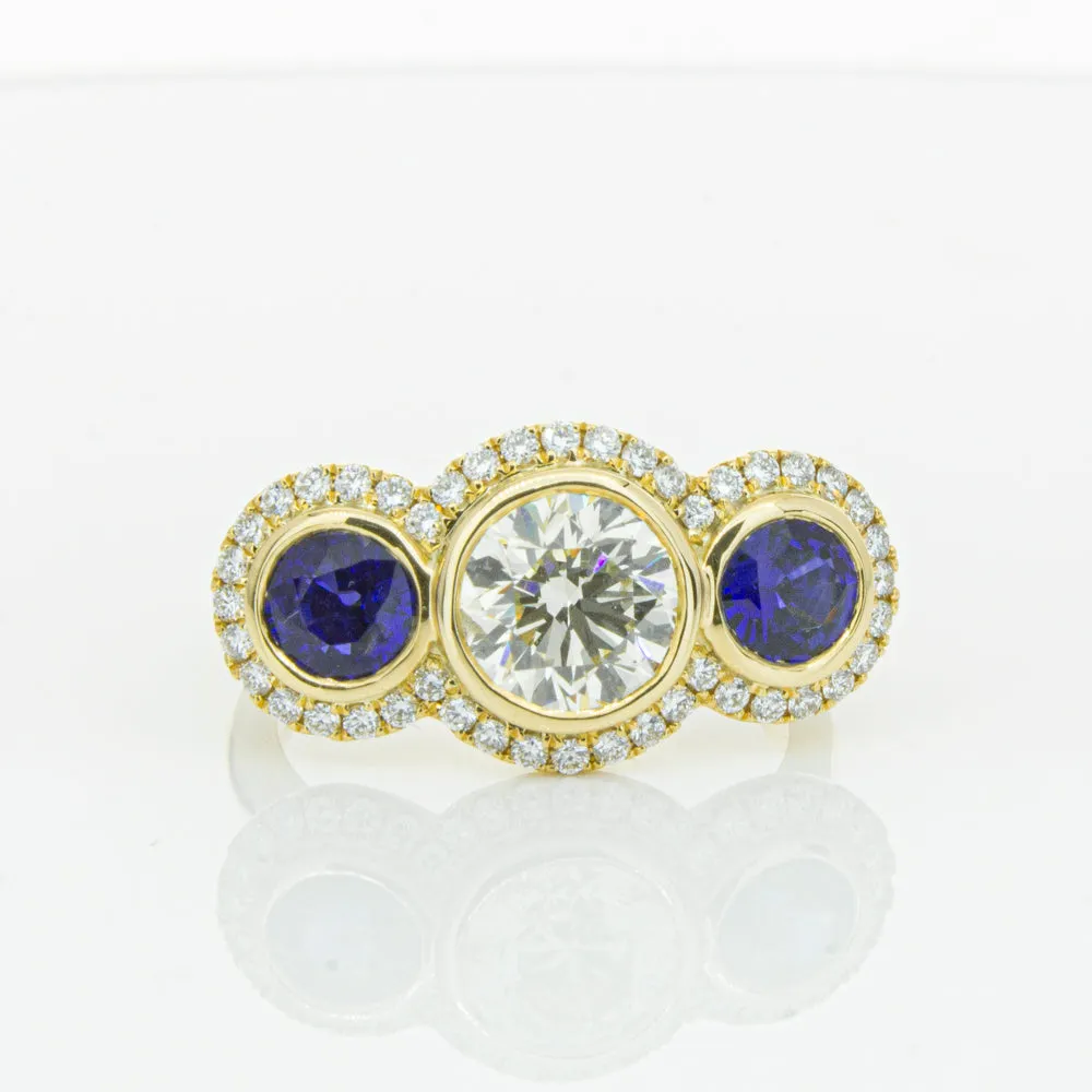 18ct Yellow Gold 1.50ct Diamond & Sapphire ring