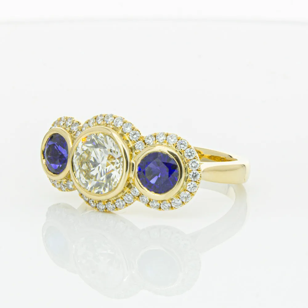 18ct Yellow Gold 1.50ct Diamond & Sapphire ring