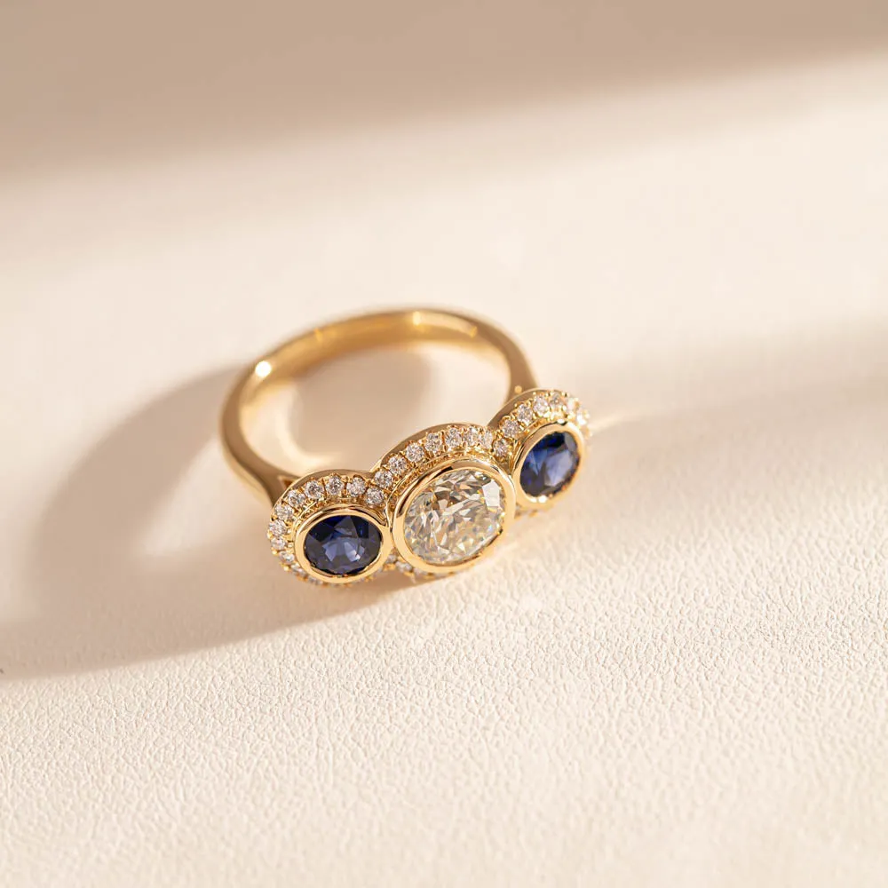 18ct Yellow Gold 1.50ct Diamond & Sapphire ring