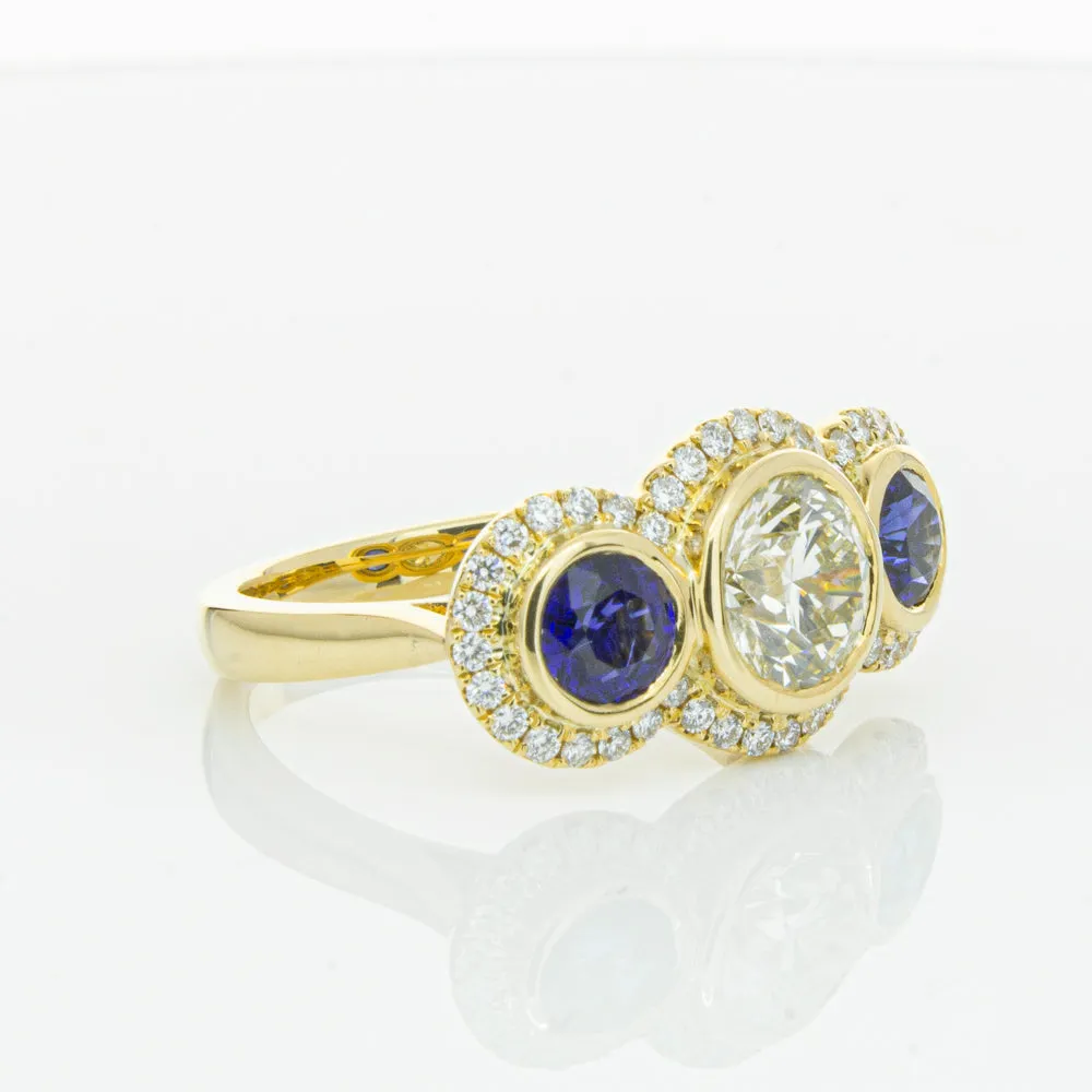 18ct Yellow Gold 1.50ct Diamond & Sapphire ring