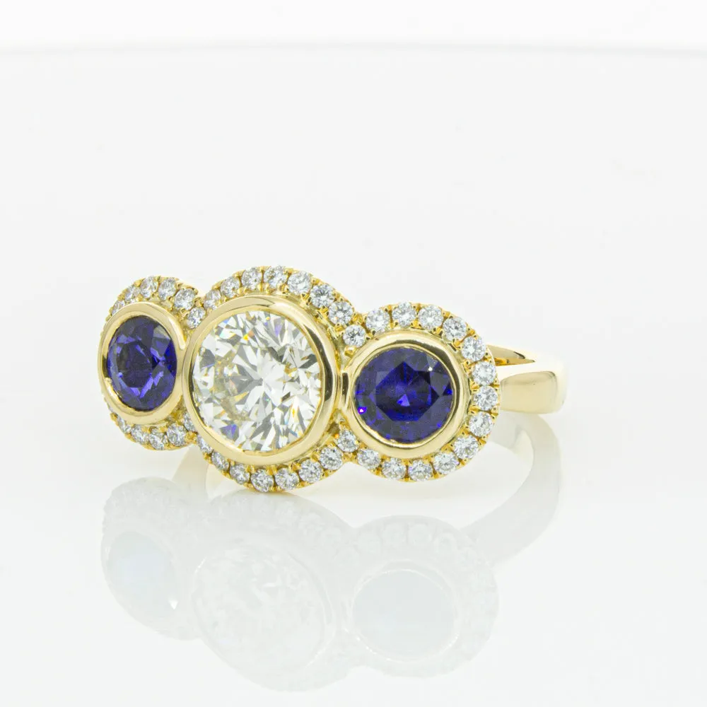 18ct Yellow Gold 1.50ct Diamond & Sapphire ring