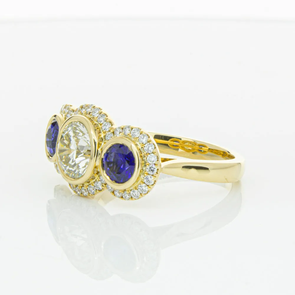 18ct Yellow Gold 1.50ct Diamond & Sapphire ring