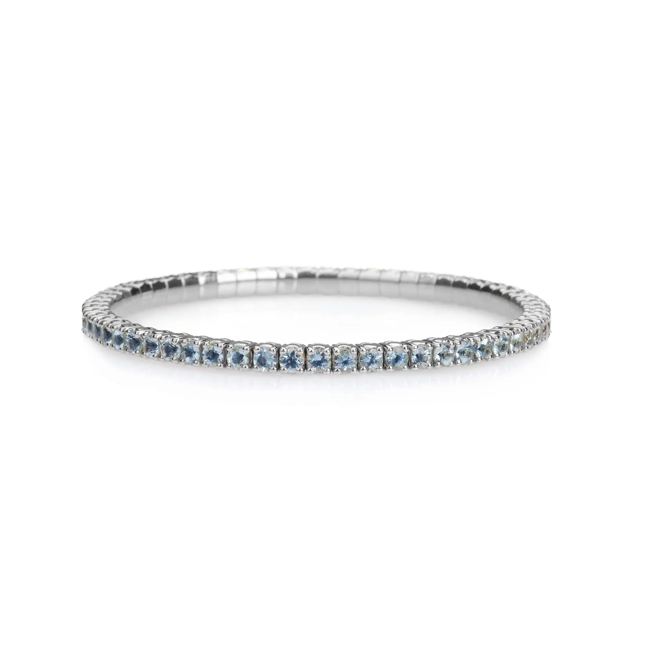 18K Gold Stretch Aquamarine Tennis Bracelet, 8.55-18 Carats