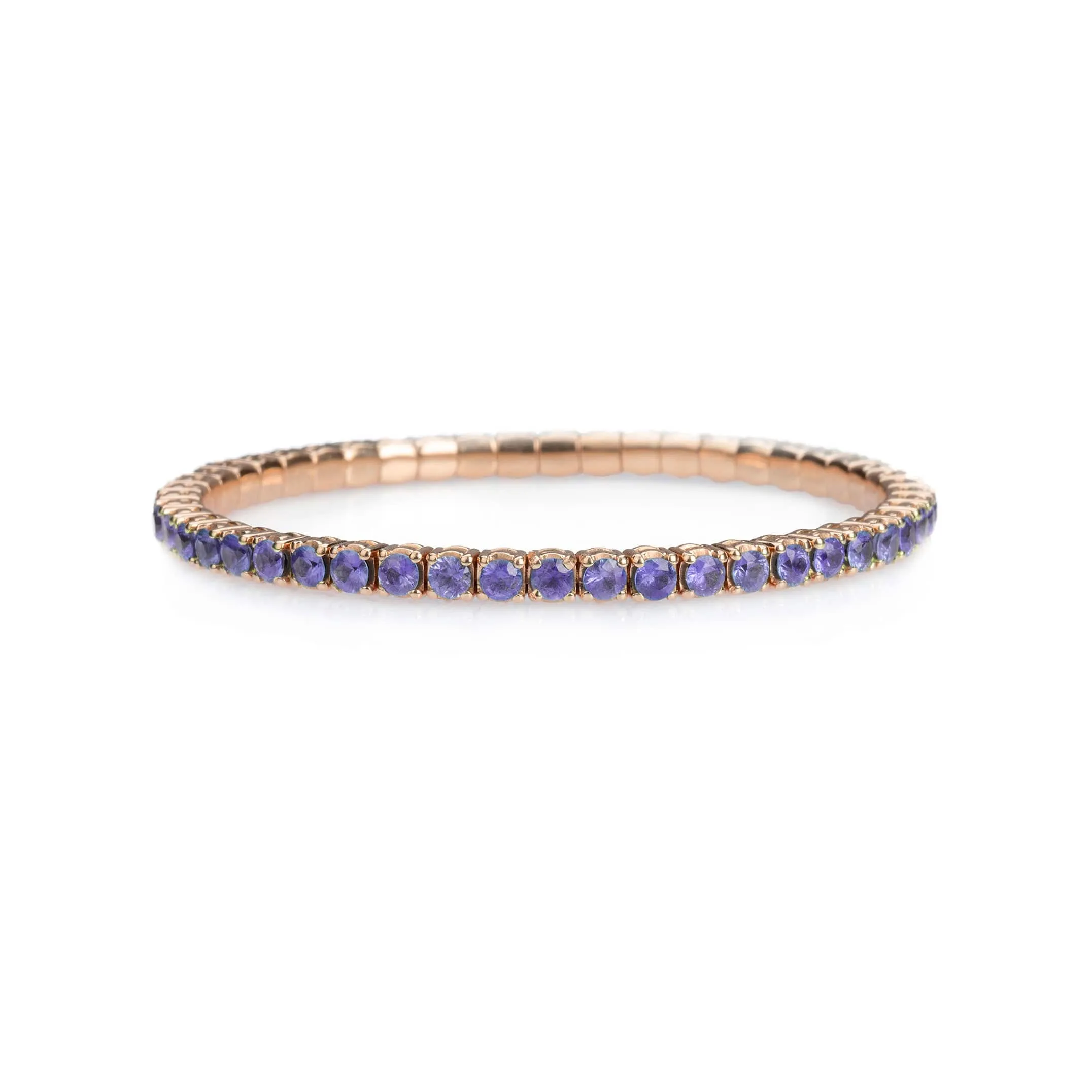 18K Gold Stretch Purple Sapphire Tennis Bracelet, 8.55-18 Carats