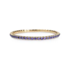 18K Gold Stretch Purple Sapphire Tennis Bracelet, 8.55-18 Carats