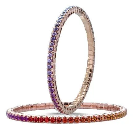18K Gold Stretch Rainbow Sapphire Tennis Bracelet, 8.55-18 Carats