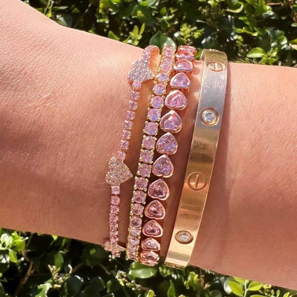 18k Gold Vermeil Pink CZ Tennis Bracelet: The Kameron