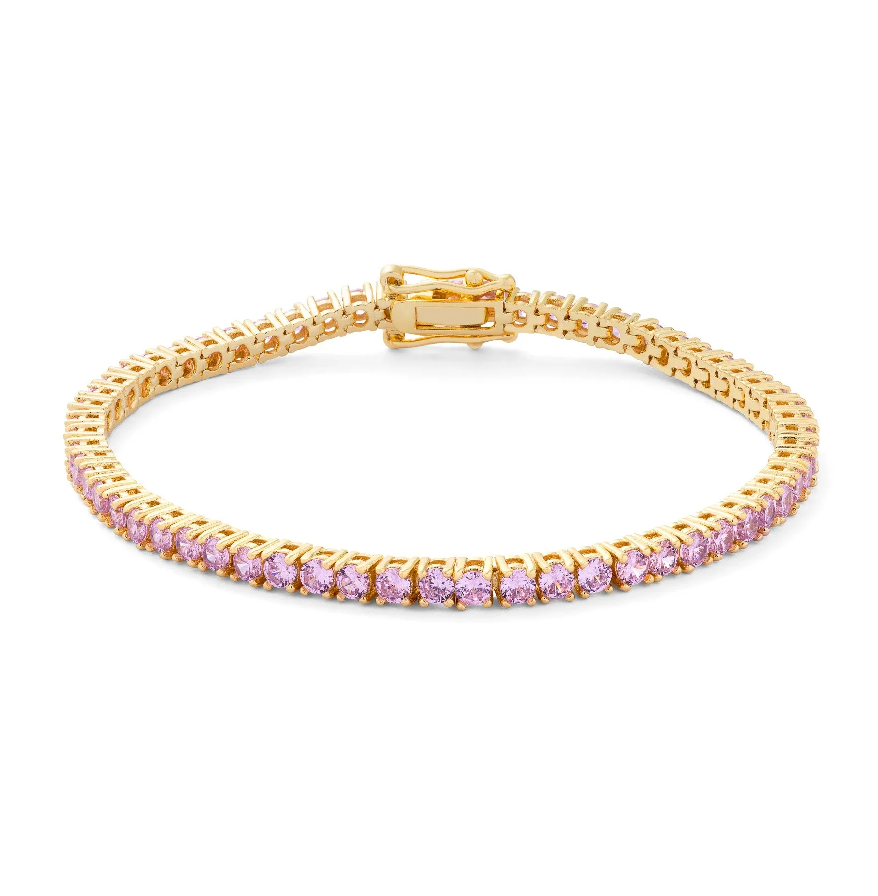 18k Gold Vermeil Pink CZ Tennis Bracelet: The Kameron