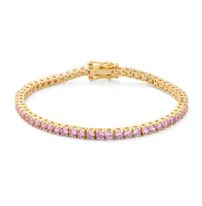 18k Gold Vermeil Pink CZ Tennis Bracelet: The Kameron