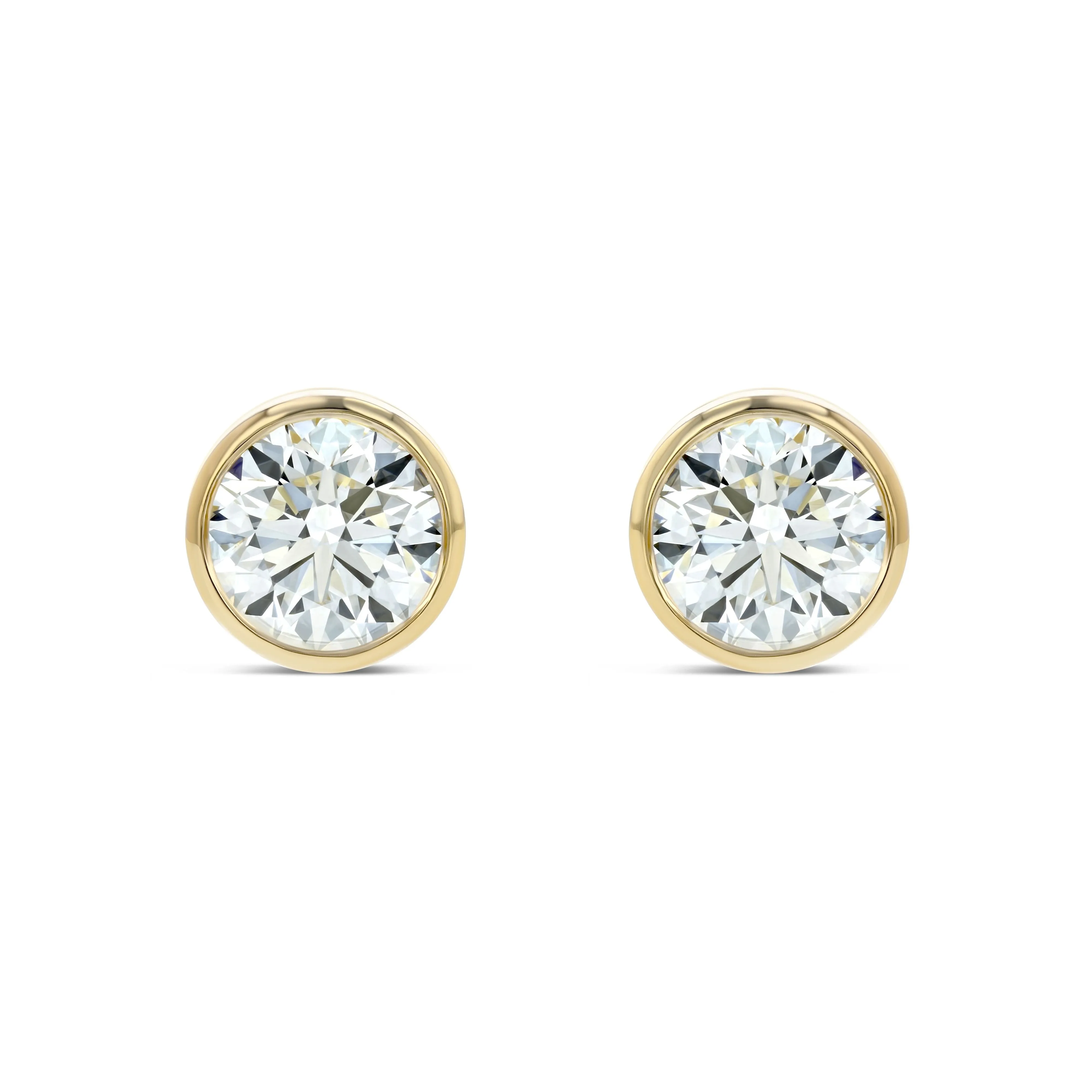 18k Yellow Gold Bezel Set Round Brilliant Diamond Stud Earrings (0.22 Ct. T.w., Vs1-vs2 Clarity, H-i Color)