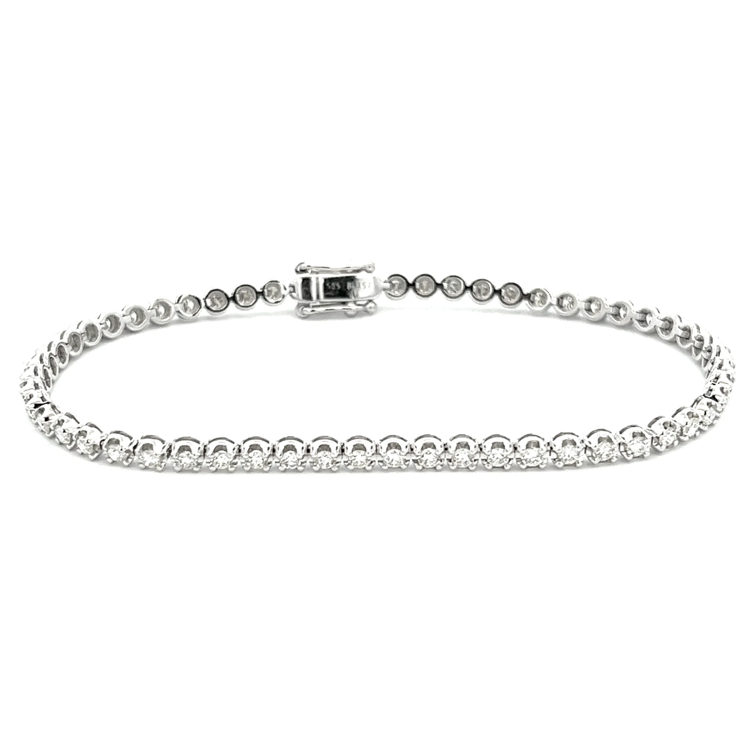 2.00ct 14k White Gold Straight Line Diamond Bracelet