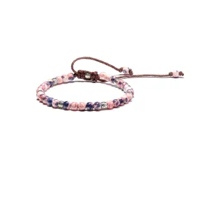 4mm Macrame Sterling Silver Shamballa Bracelet - Pastel Pink