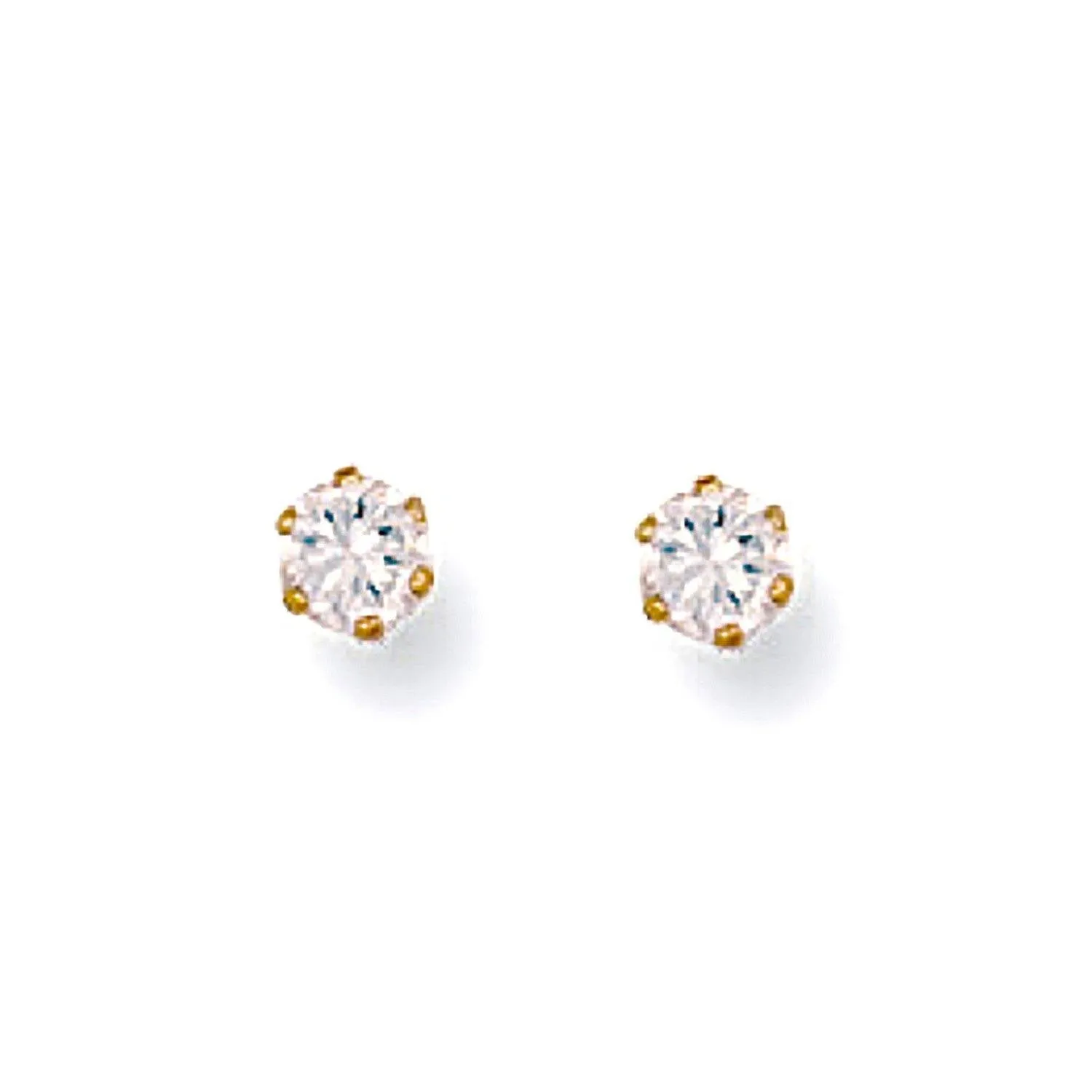 9ct Gold Claw Set 3 mm Cubic Zirconia Earrings