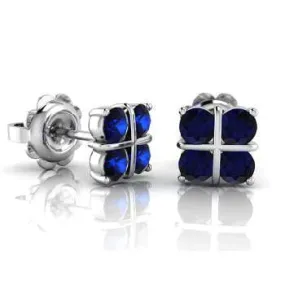 9K Gold & Blue Sapphire Ladies Stud Earrings
