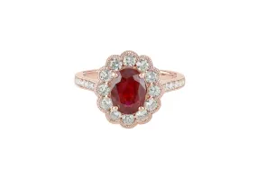AIG certified natural 1.7 ct Ruby and Diamond Ring 18k