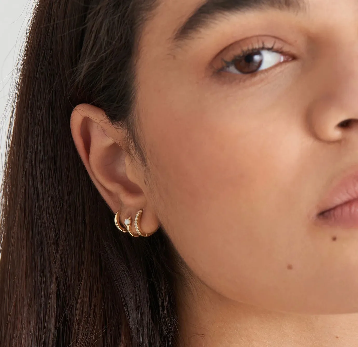 Ania Haie Gold Kyoto Opal Cabochon Huggie Hoop Earrings