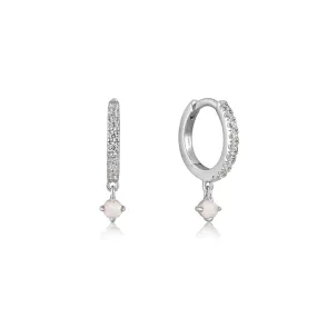 Ania haie Sterling Silver Opal & CZ Huggie Hoop Earrings