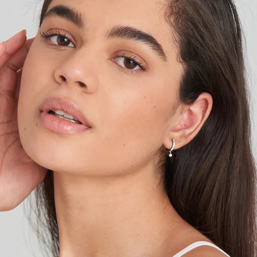 Ania haie Sterling Silver Opal & CZ Huggie Hoop Earrings