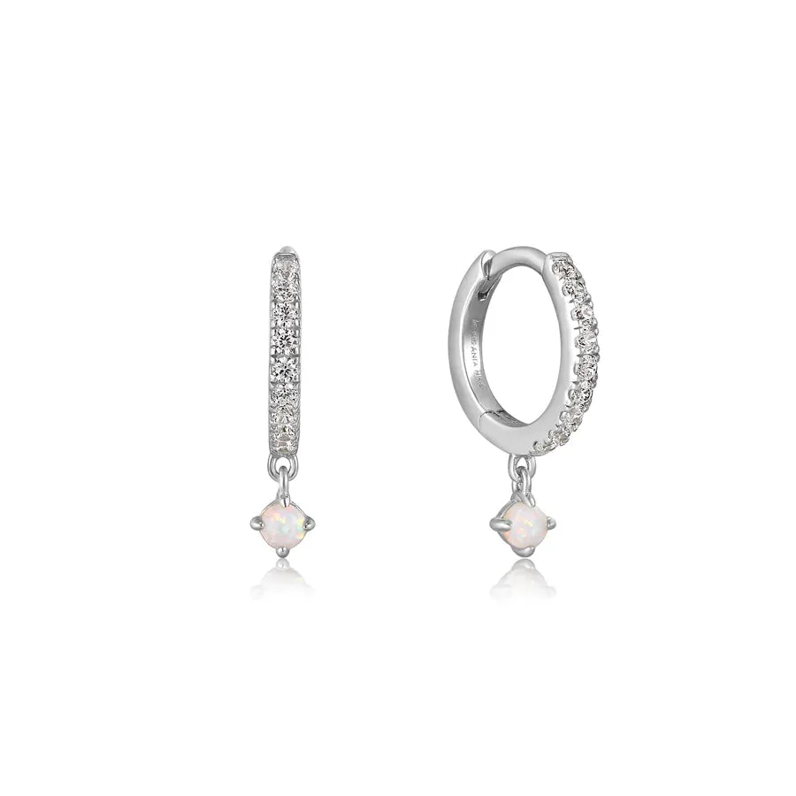 Ania haie Sterling Silver Opal & CZ Huggie Hoop Earrings