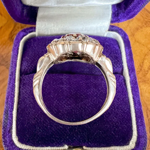 Antique Ruby (no heat) & Old Mine Cut Diamond Ring, 3.10ct.