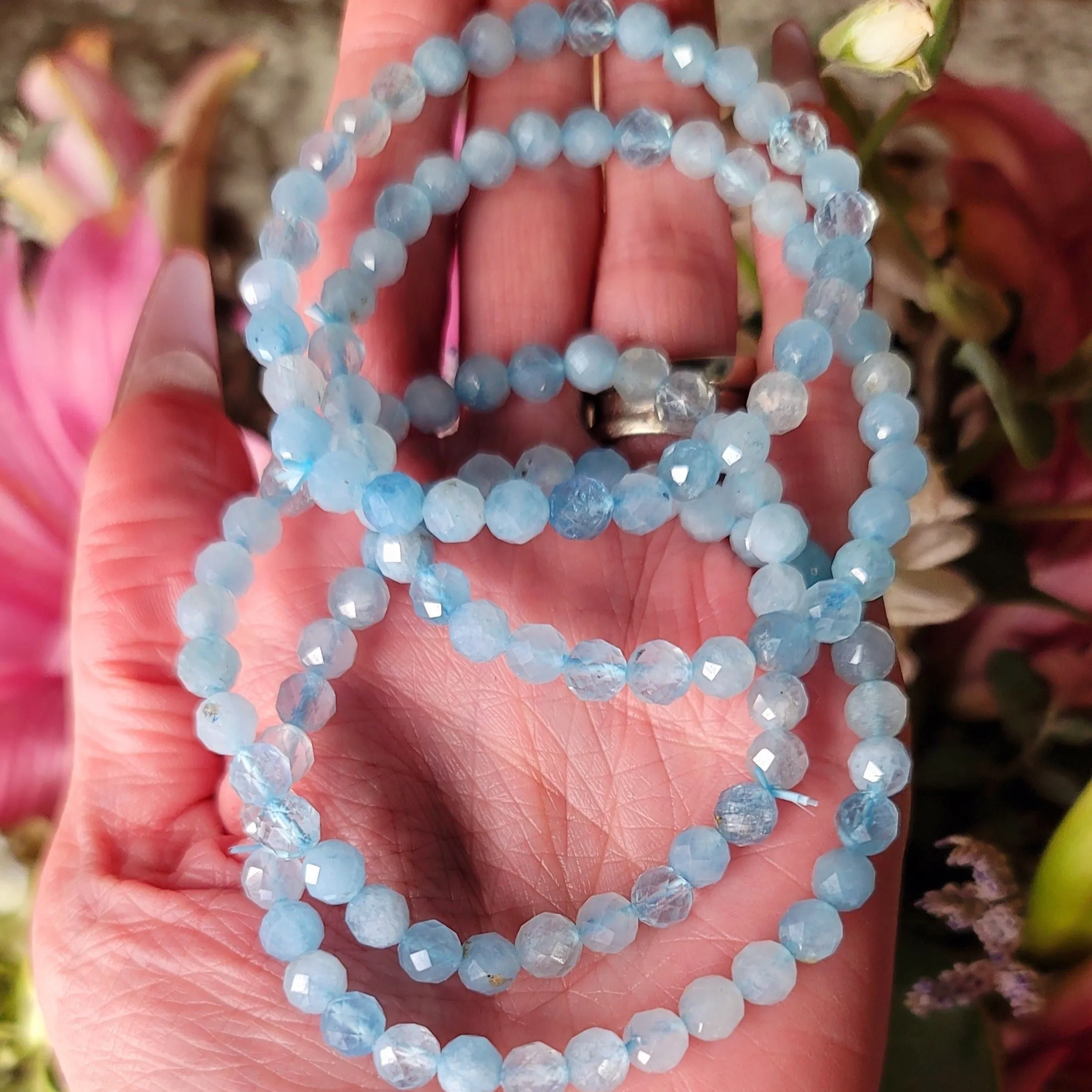Aquamarine Faceted Bracelet for Calm Communication